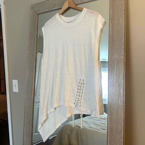 IRO White Linen Asymmetrical Sleeveless Tank Blouse Size Large